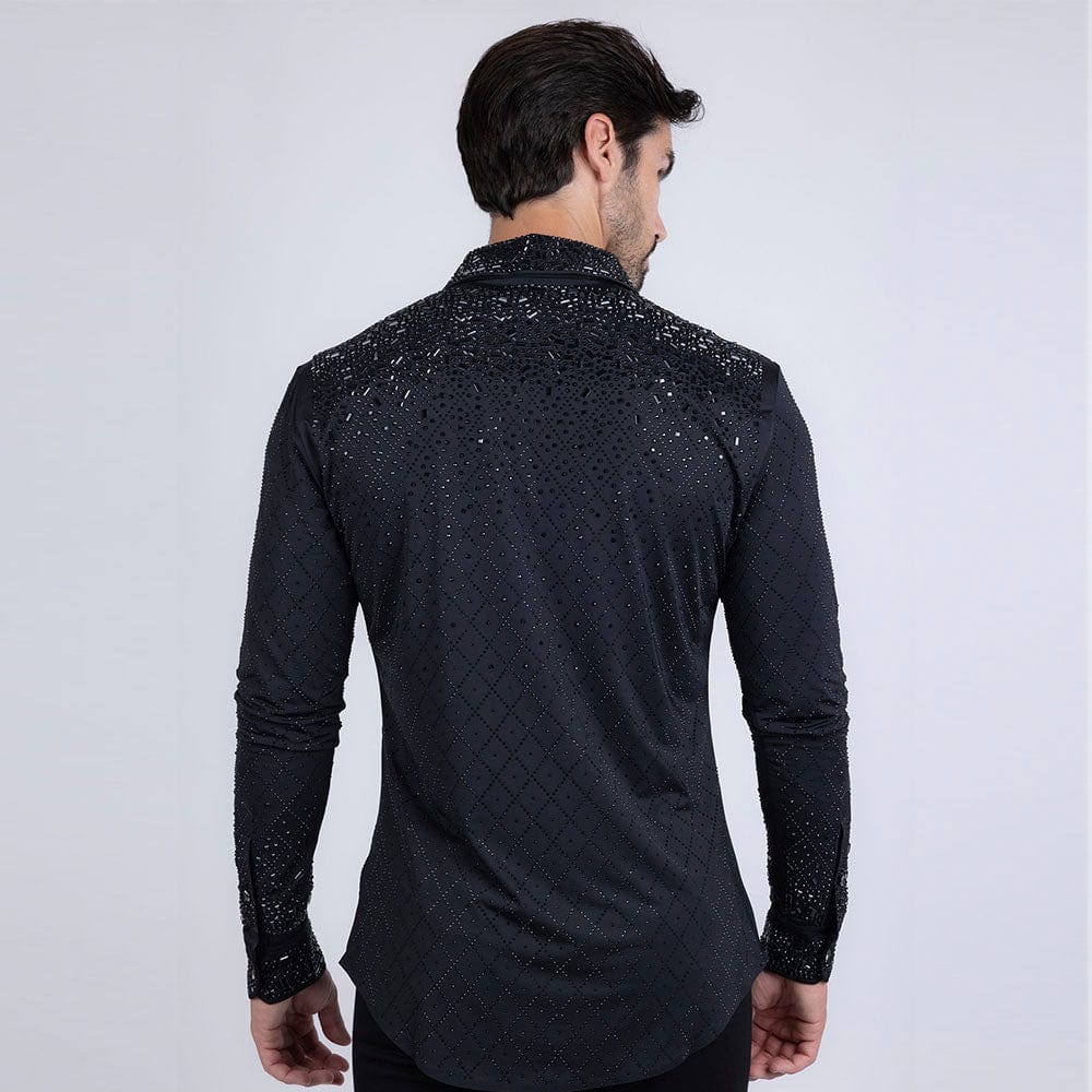 Camisa Barabas Negra Aplicacion De Diamantes - Image 3
