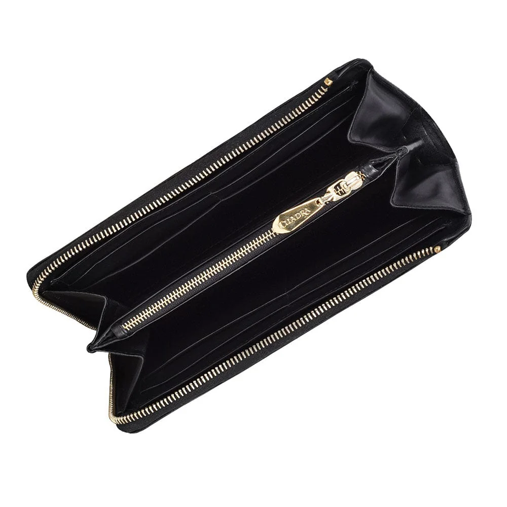 Cartera Cuadra Bifold de Piel de Mantarraya Negra - Image 4