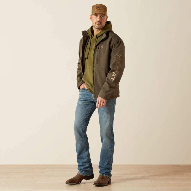 Chamarra Ariat Logo Softshell Verde Tierra - Image 3