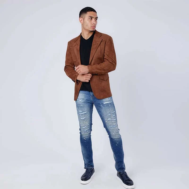 Drowsewrap Suede Brown Blazer - Image 4